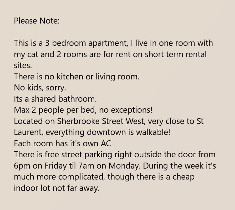 Room With King Bed In Shared 3 Bedroom Downtown Montreal Exterior photo
